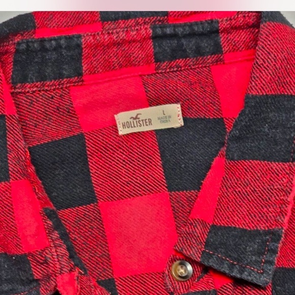 Hollister Red/Black Checkered Flannel Shirt, Size L - Picture 4 of 4
